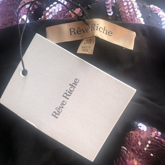 Rêve Riche Maxx Mini Dress Metallic Mauve Pink Black - Picture 9 of 9